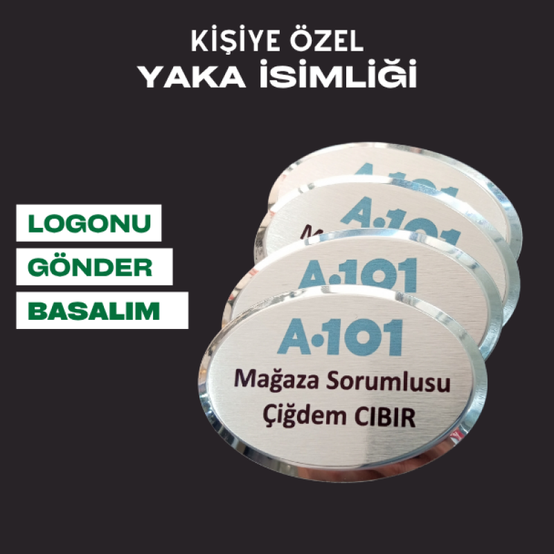 Oval Model Yaka İsimliği 20 Adet 