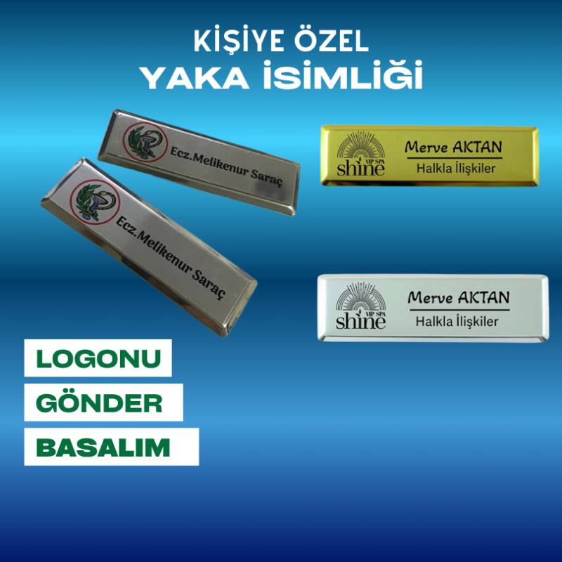 Dikdörtgen İnce Model Yaka İsimliği 10 Adet